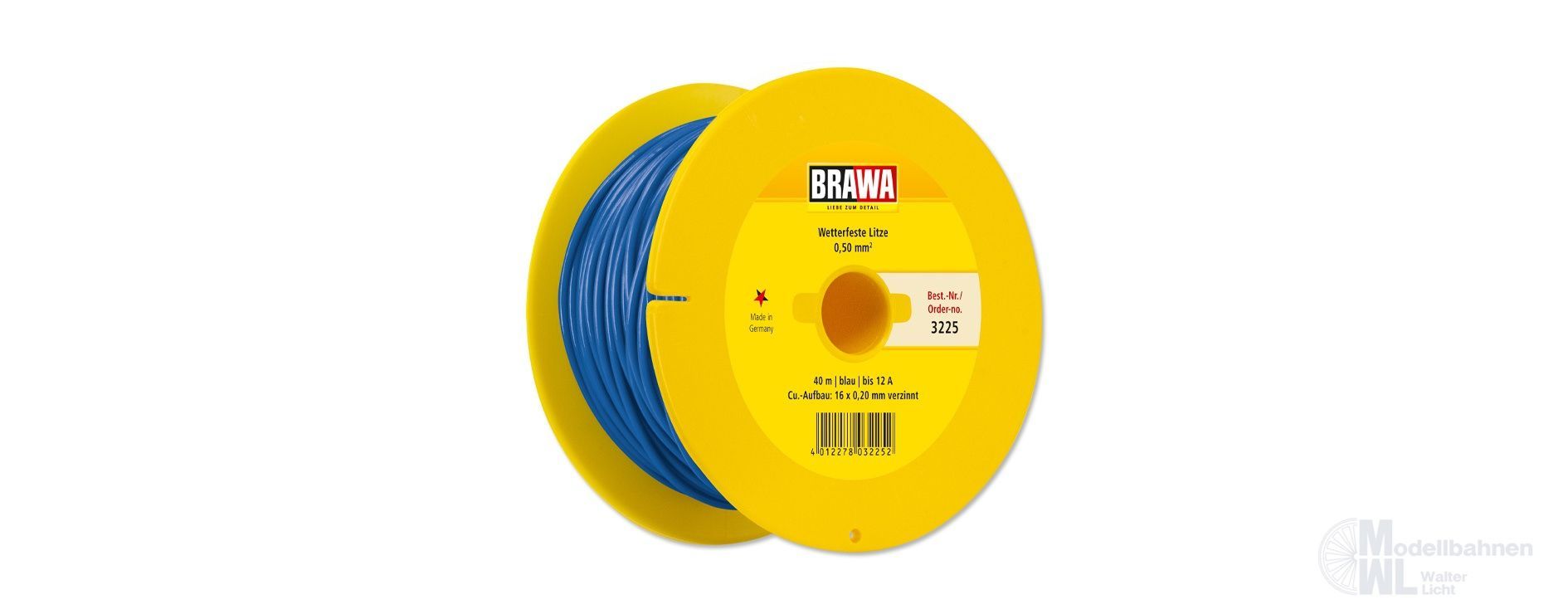 br3225 Brawa 3225 - Litze 0,50mm² 40m Spule blau