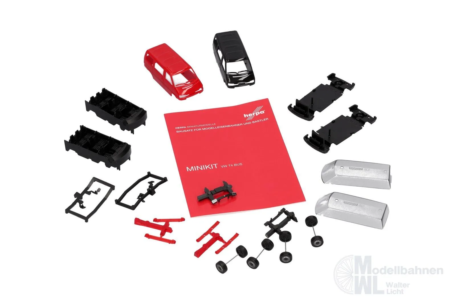 Herpa 012805-003 - MiKi VW T4 Bus rot und schwarz H0 1:87