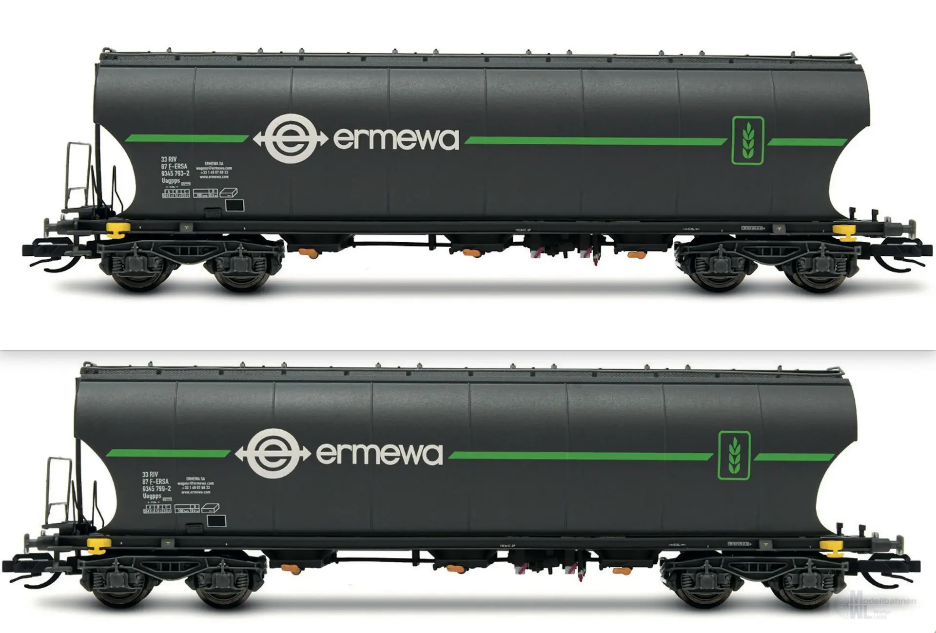 Arnold 9764 - Getreidesilowagen Set F-ERSA Ep.VI ermewa 2.tlg. TT 1:120