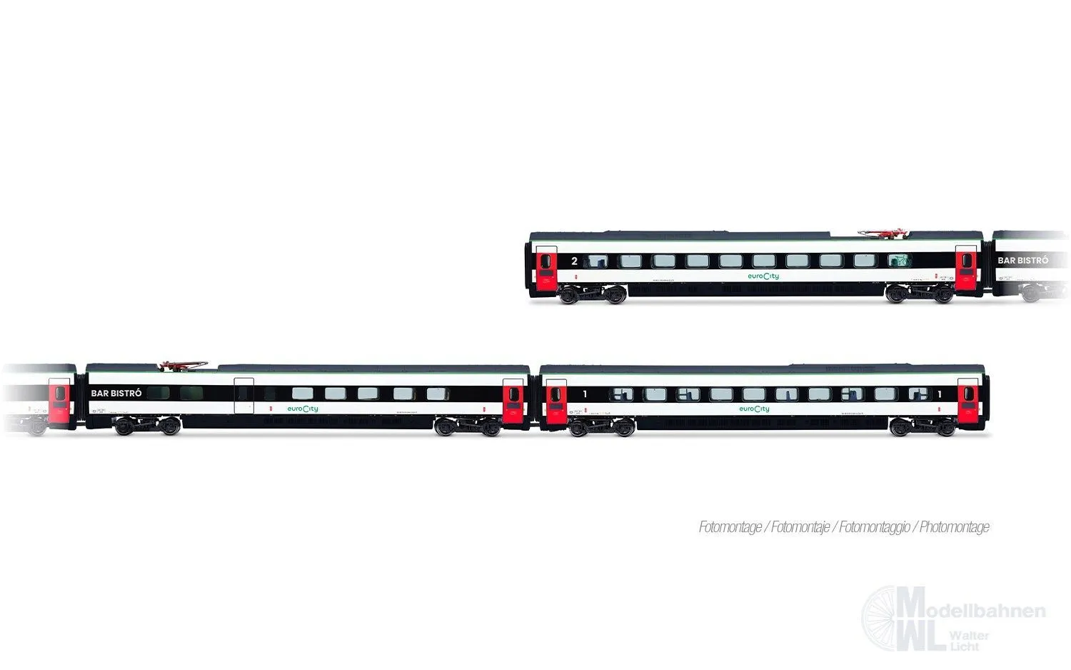 Arnold 3516 - Ergänzungswagen Set zum Triebzug ETR 610 FS Ep.VI 3.tlg. N 1:160