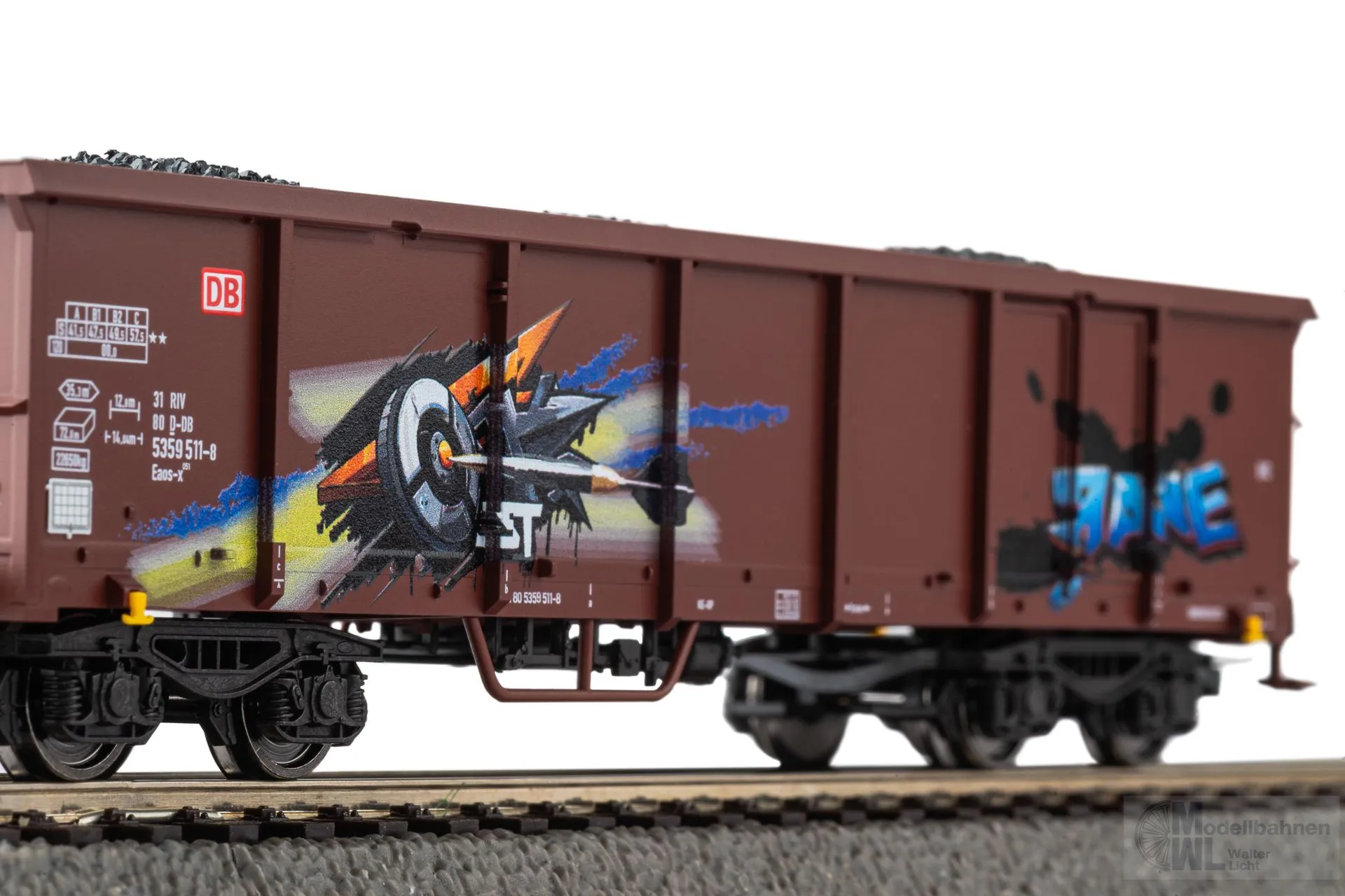 Piko 28338 - Güterwagen Set DB Ep.VI 2.tlg. Eaos mit Graffiti H0/GL