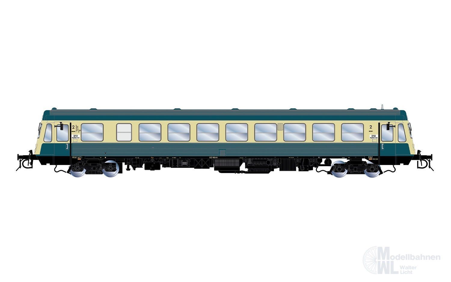 Rivarossi 9000S - Triebwagen BR 627.0 DB Ep.IV ozeanblau/beige H0/GL Sound