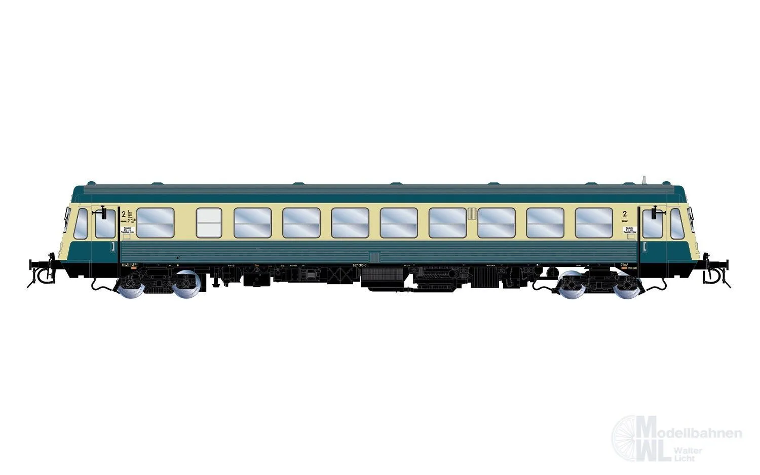 Rivarossi 9000S - Triebwagen BR 627.0 DB Ep.IV ozeanblau/beige H0/GL Sound