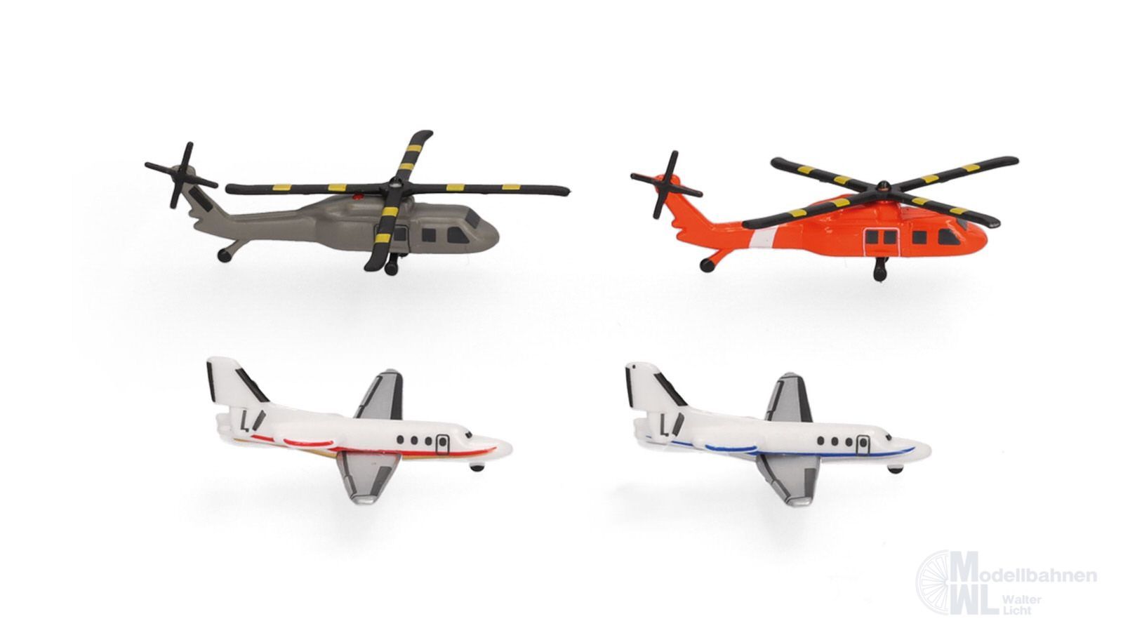 Herpa 535939-001 - Helicopter & Bizjet set (2+2) 1:500