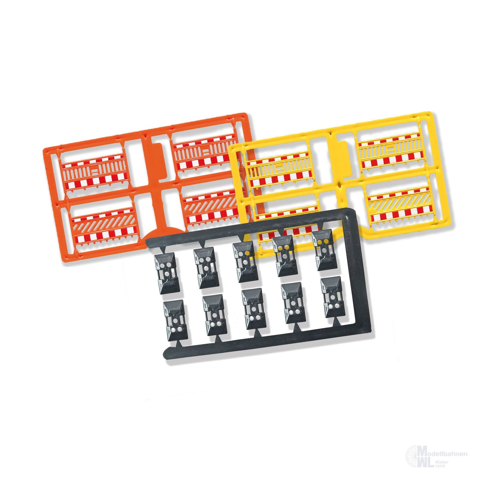 Busch 1108 - Schrankenzaun 8 x gelb / 8 x orange H0 1:87