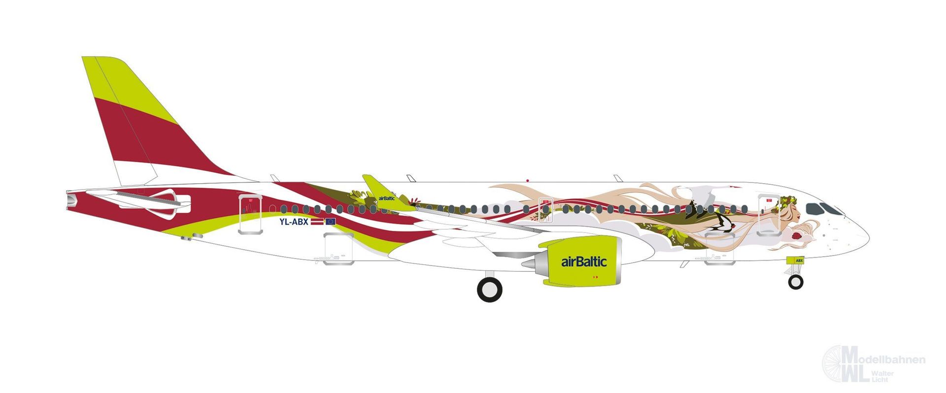 Herpa 562850 - Airbus A220-300 airBaltic 50th A220 1:400