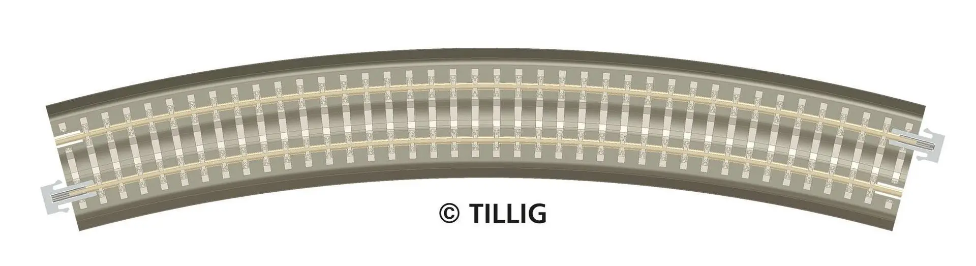 Tillig 83780 - Bettungsgleis Gleis gebogen R 396 mm/30° braun TT 1:120