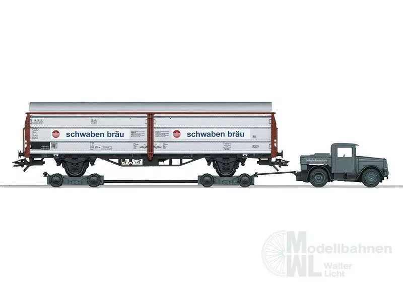 Märklin 46819 - MÄRKLIN - Schiebewandwagen DB Ep.IV mit Kaeble und Culemeyer Anhänger H0/WS