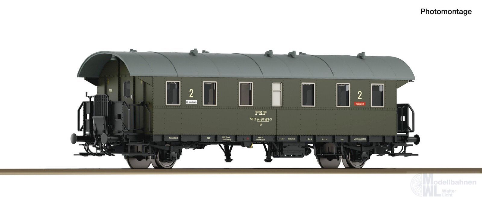Roco 6280082 - Personenwagen Donnerbüchse PKP Ep.III 2.Kl. Bi 1.Betr.Nr. TT 1:120