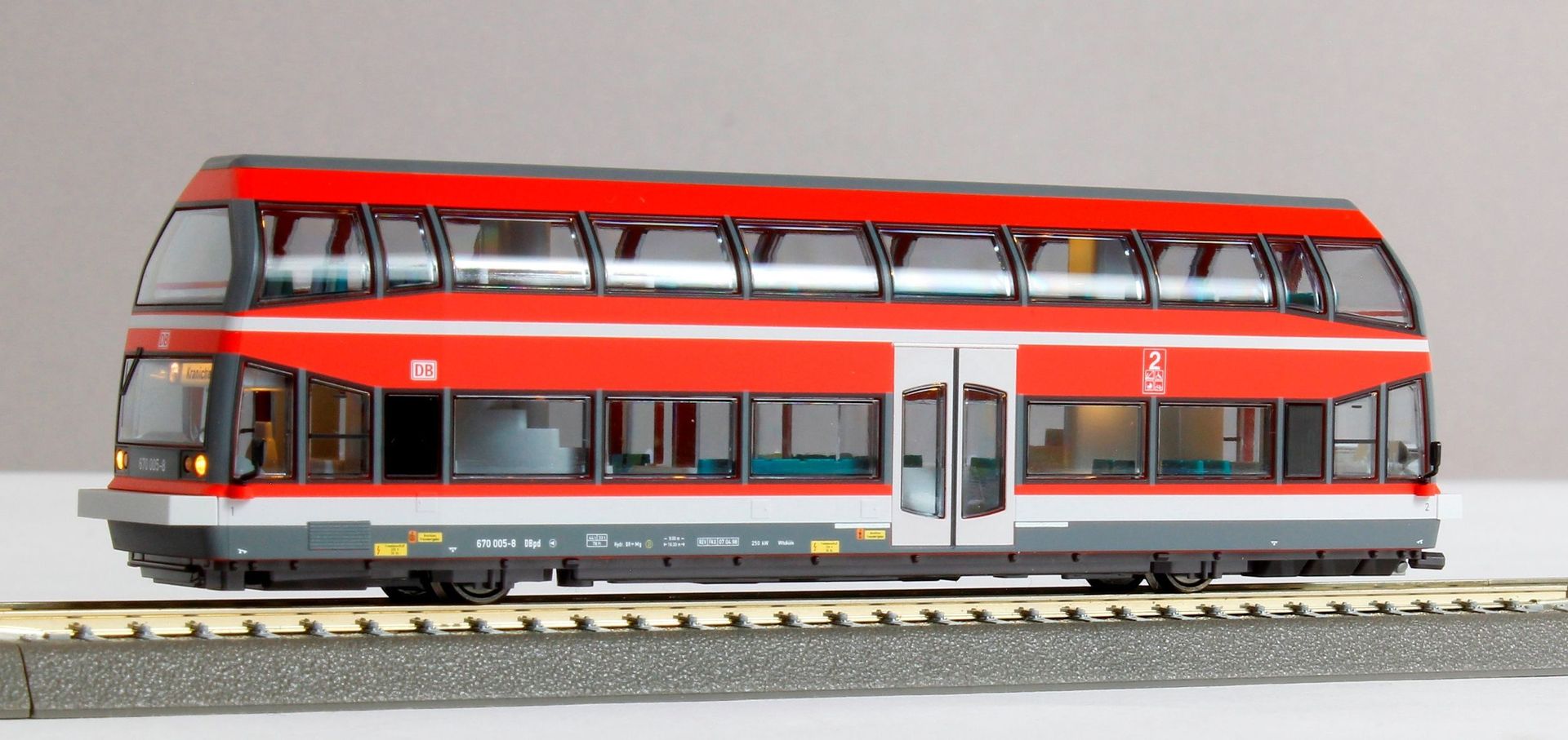 KRES 67050D Doppelstock-Schienenbus, 670 005-8, DB Epoche V - Musterfoto der TT Version Kres 67050DS - Doppelstock-Schienenbus BR 670 005-8 DB Ep.V H0/GL Sound