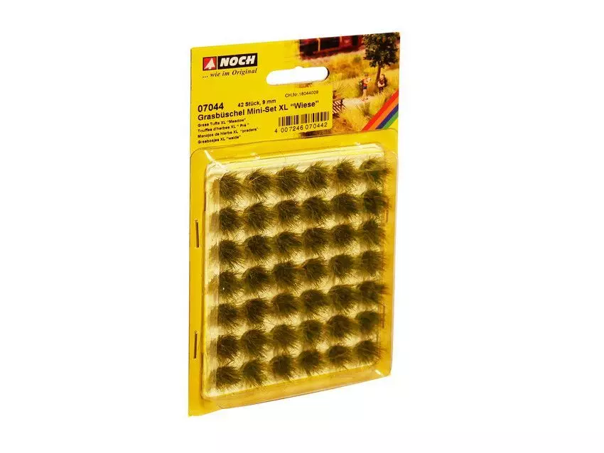 Noch 07044 - Grasbüschel Mini-Set XL Wiese 42 Stück, 9 mm G/0/H0/TT/N/Z