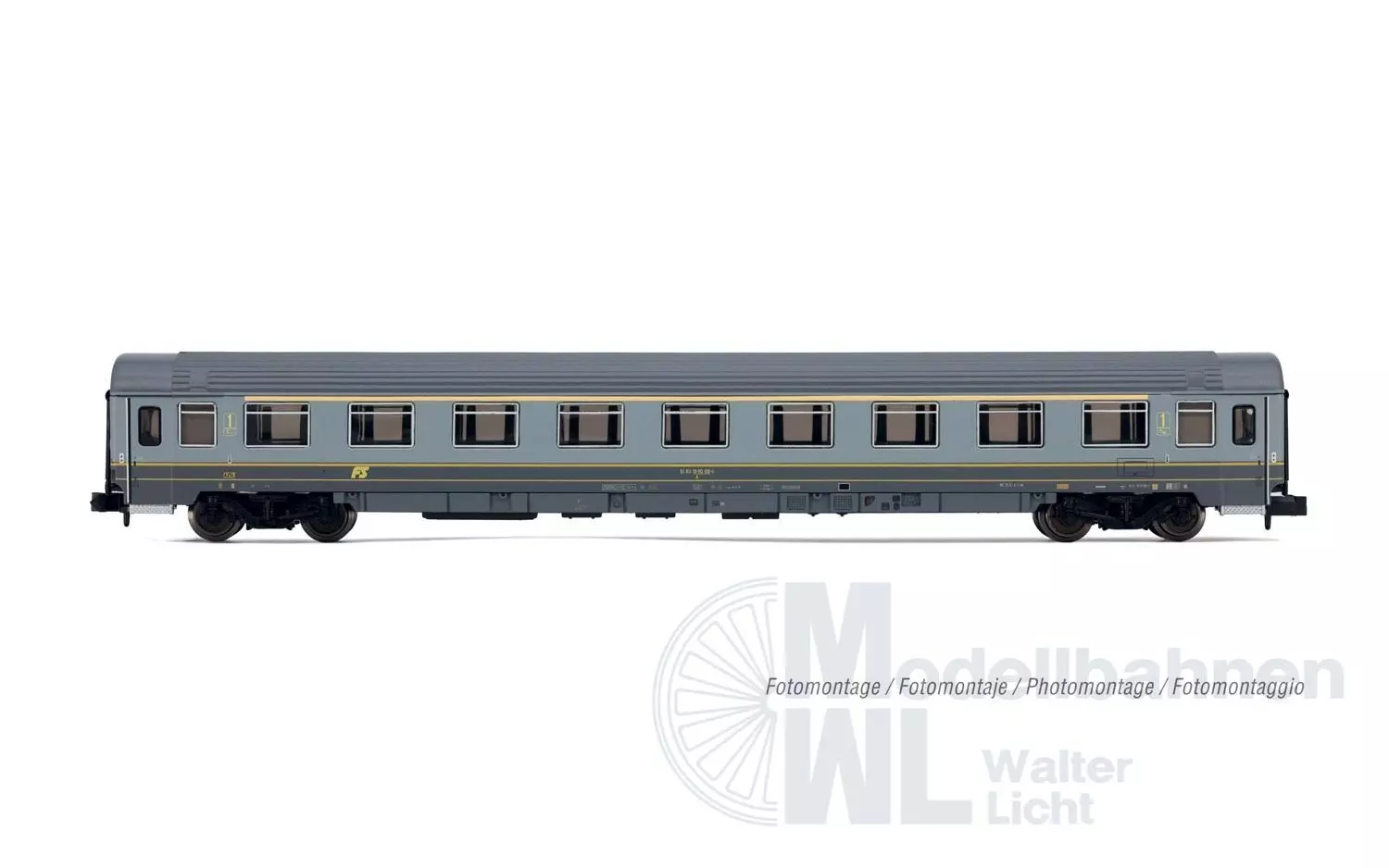 Arnold 4492 - Personenwagen Set FS Ep.V 2.tlg. Grau/gelb + Bandiera Lackierung N 1:160