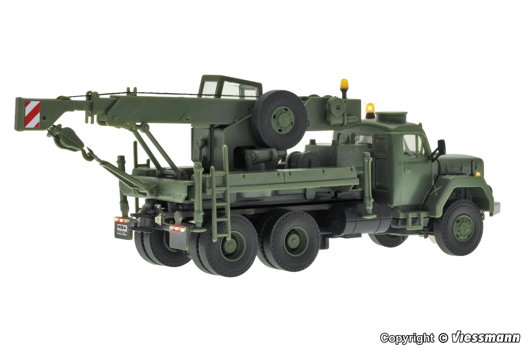 Viessmann 8061 - CarMotion MAGIRUS DEUTZ 3-achs Bergekran mit Rundumleuchte Militär H0 1:87