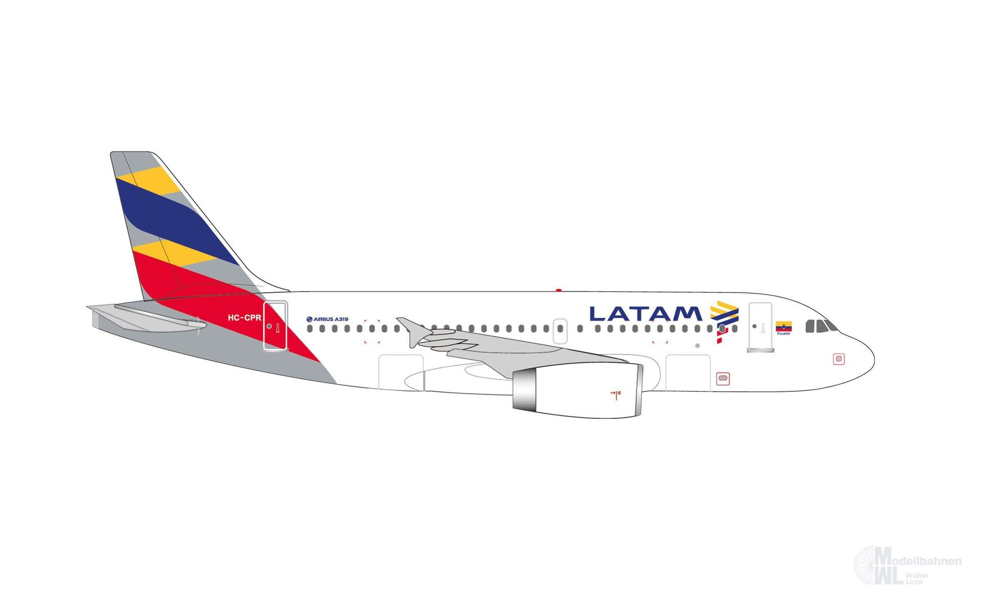Herpa 538770 - Airbus A319 LATAM - Ecuador Flag 1:500