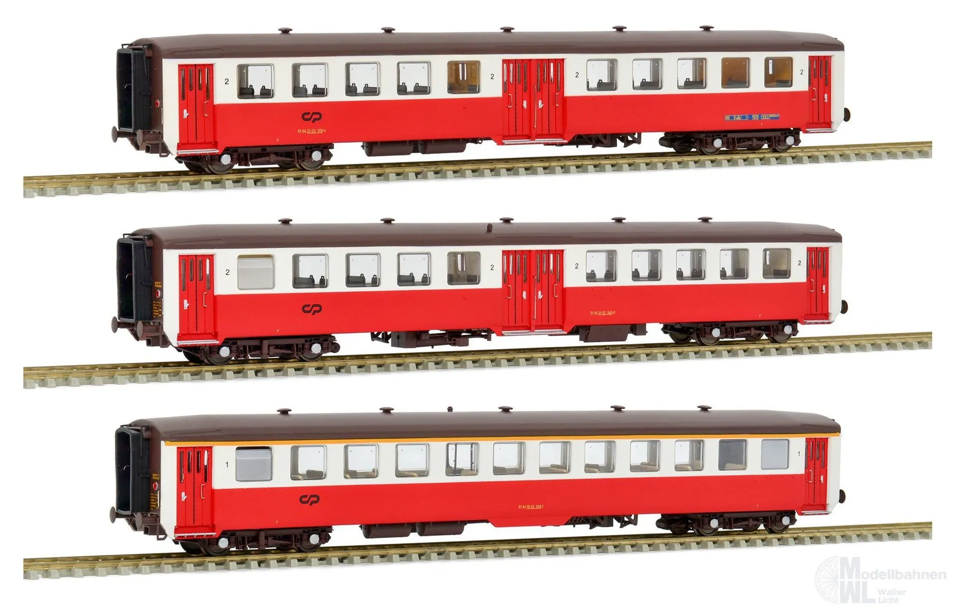 Sudexpress S1104 - Personenwagen Set CP Ep.IV 3.tlg. rot/weiß H0/GL