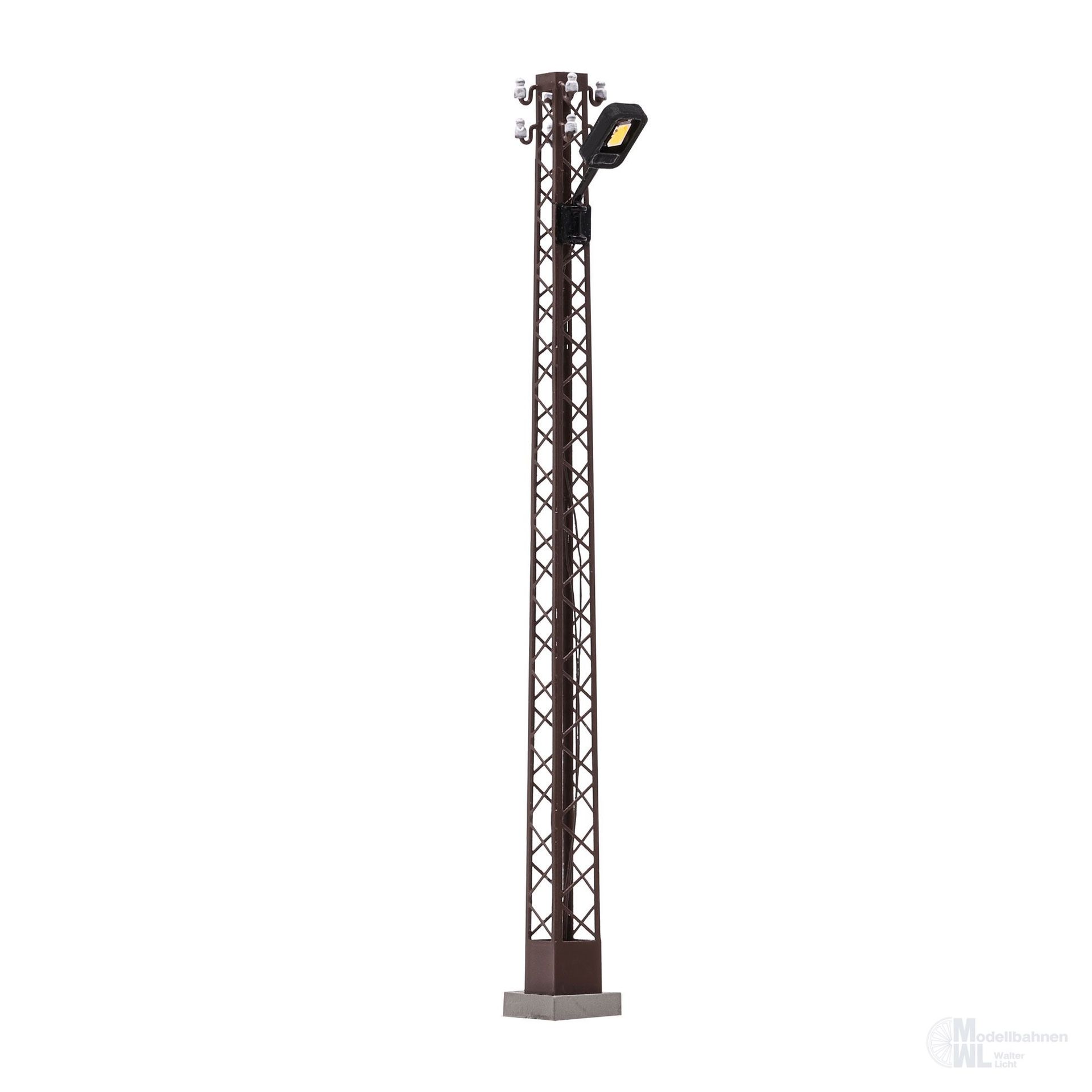 Busch 8742 - Rost Gittermastleuchte gelb eckig 78mm TT 1:120