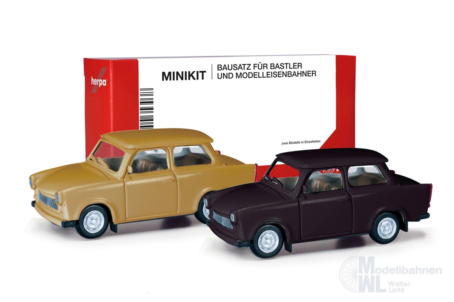Herpa 013901-002 - MiniKit 2x Trabant 601 Limousine samtocker / rallyeschwarz H0 1:87