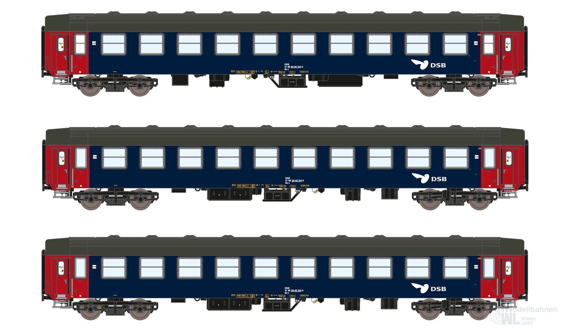 ASM 25003 - Liegewagen Set DSB Ep.IV/V UIC-Y Bc 3.tlg. N 1:160 ASM 25003 - Liegewagen Set DSB Ep.IV/V UIC-Y Bc 3.tlg. N 1:160