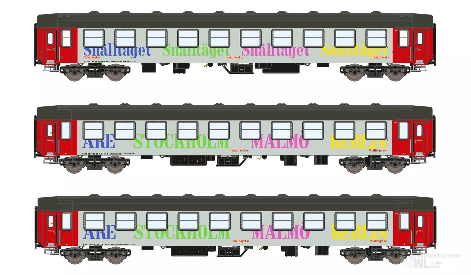 ASM 25500 - Liegewagen Set Snälltaget Ep.V/VI UIC-Y Bc 3.tlg. N 1:160
