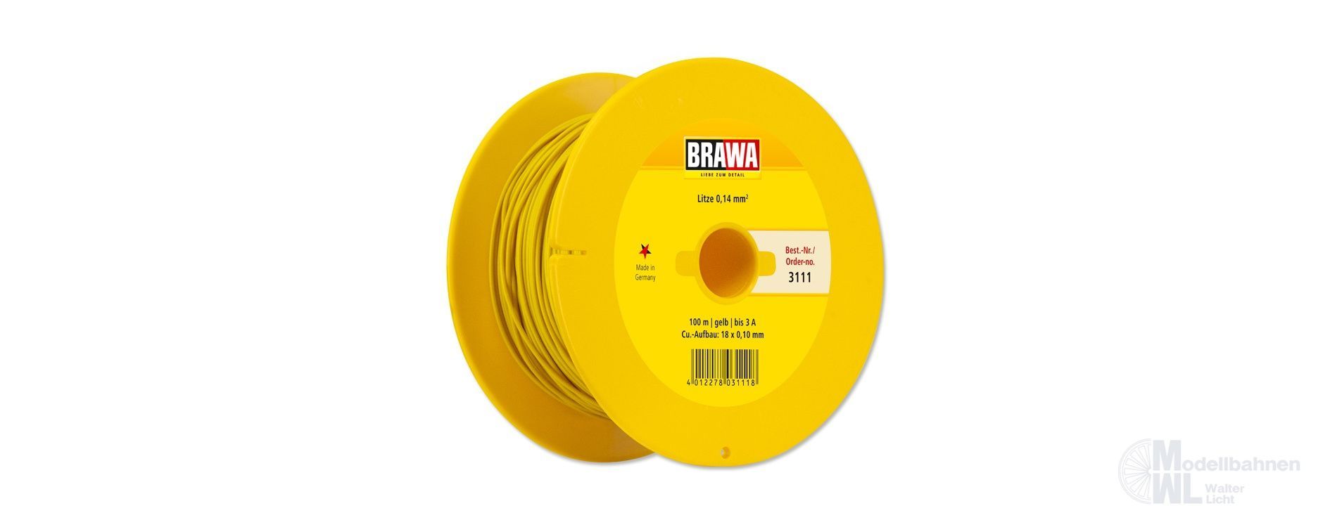 Brawa 3111 - Litze gelb 100 Meter