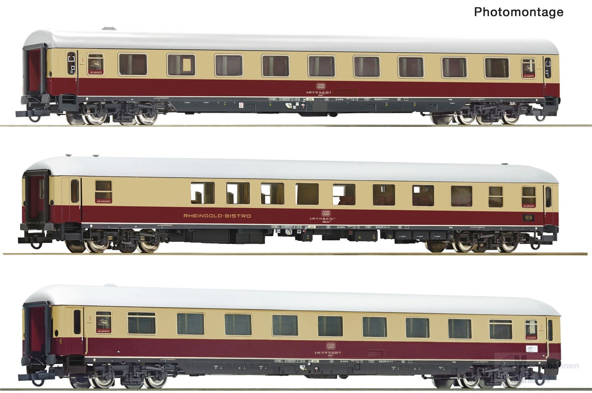 Roco 6200122 - Personenwagen Set AKE Ep.VI 3.tlg. Rheingold Set 3 H0/GL
