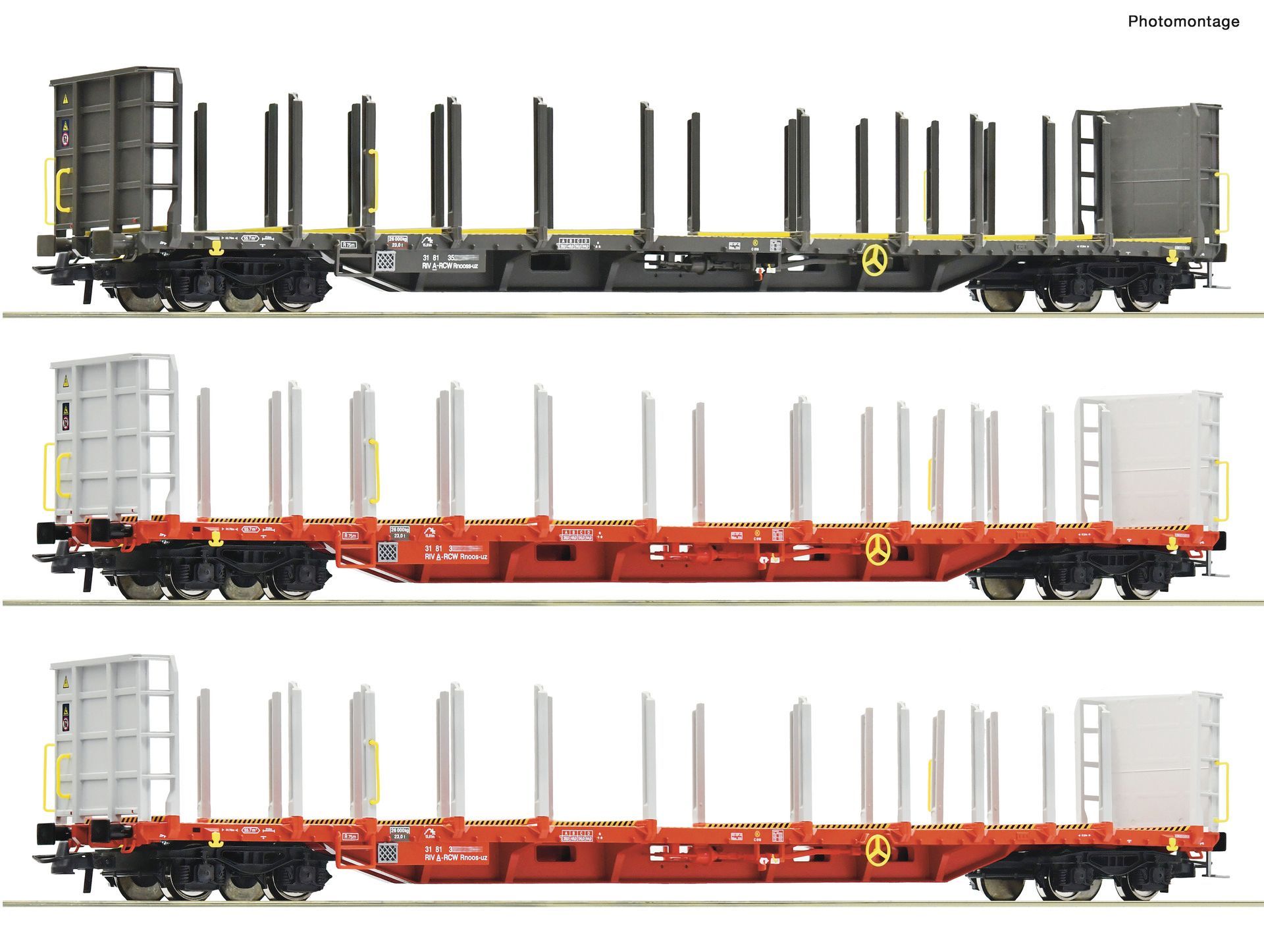 Roco 6600371 - 3er Set Rungenwagen Rnoos-uz ÖBB