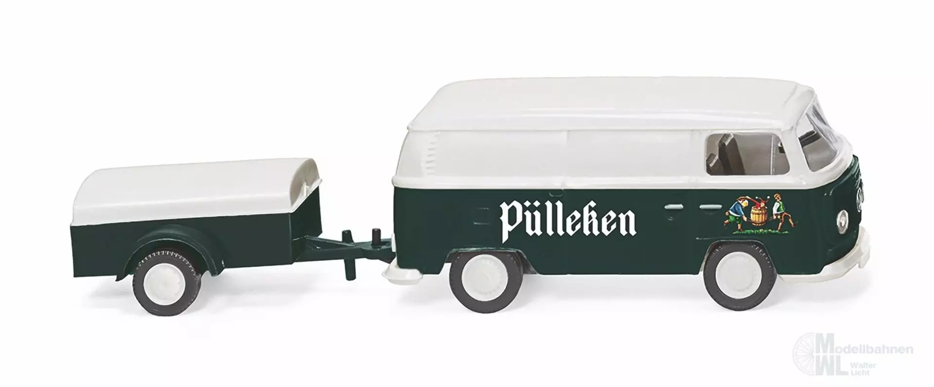Wiking 030005 - VW T2 Kastenwagen mit Anhänger Pülleken H0 1:87