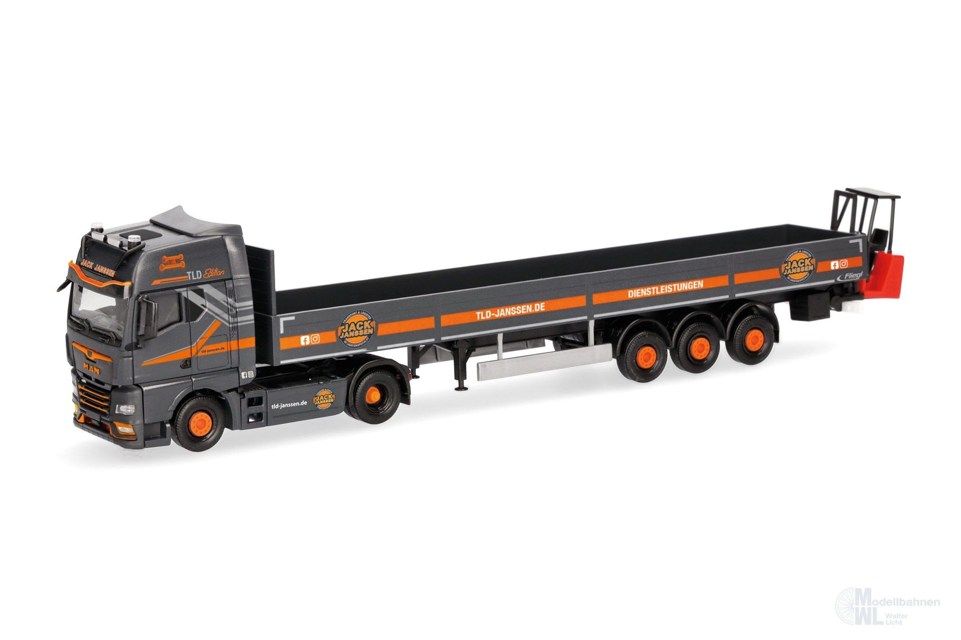 Herpa 320993 - MAN TGX GX Pritschen-Sattelzug Janssen H0 1:87