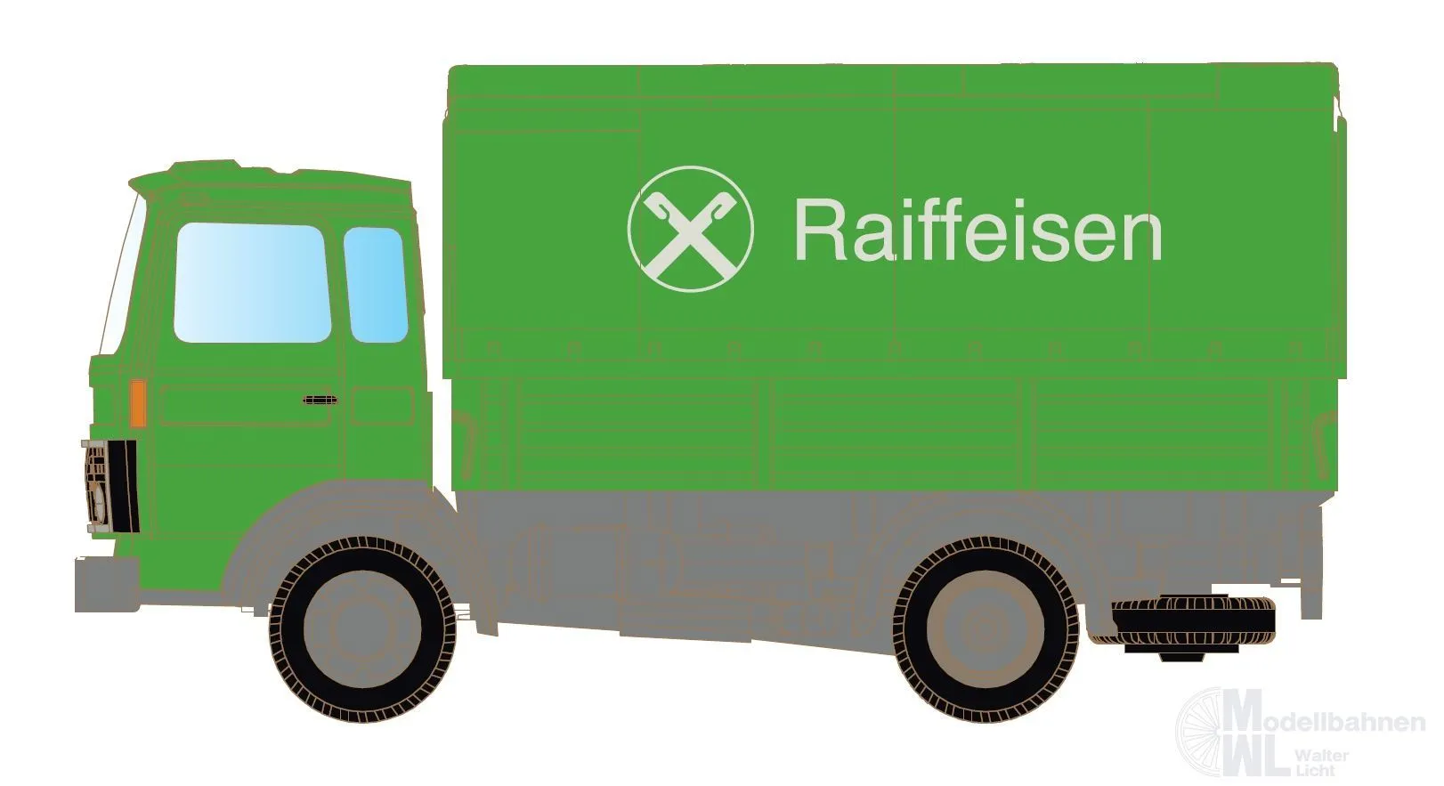 Lemke Minis 4882 - Volvo F4/6 mit Pritsche/Plane Raiffeisen N 1:160