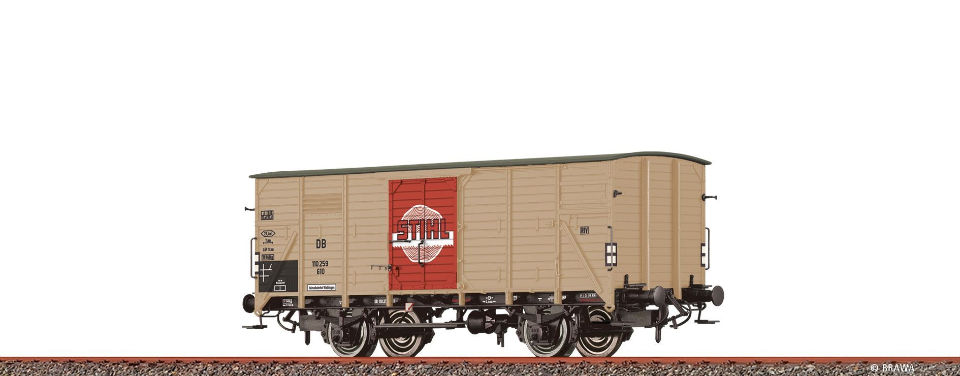 Brawa 49893 - Güterwagen ged. DB Ep.III G10 Stihl H0/GL