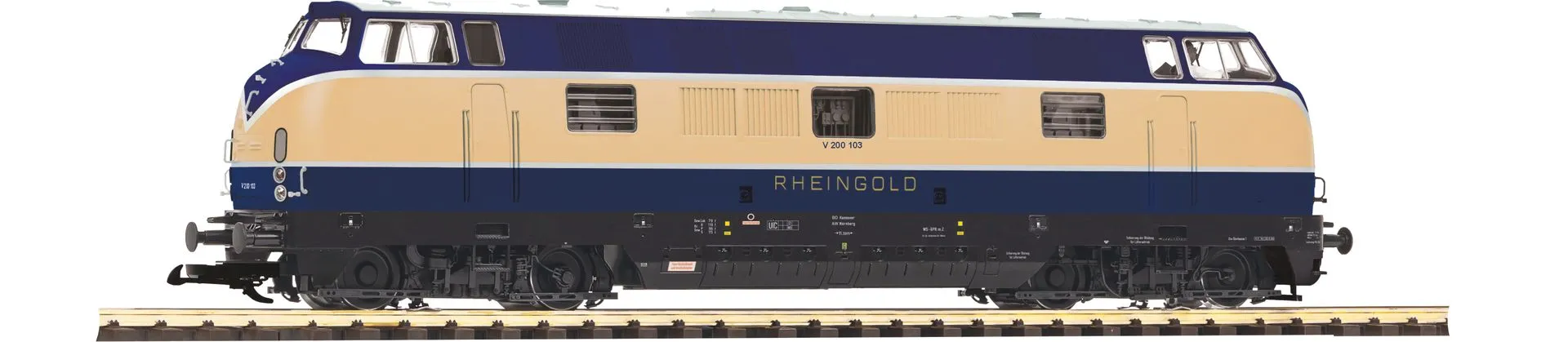 Piko 30201 - SET Diesellok V 200 103 RHEINGOLD + PIKO 37980 Spur G 1:22,5 Sound