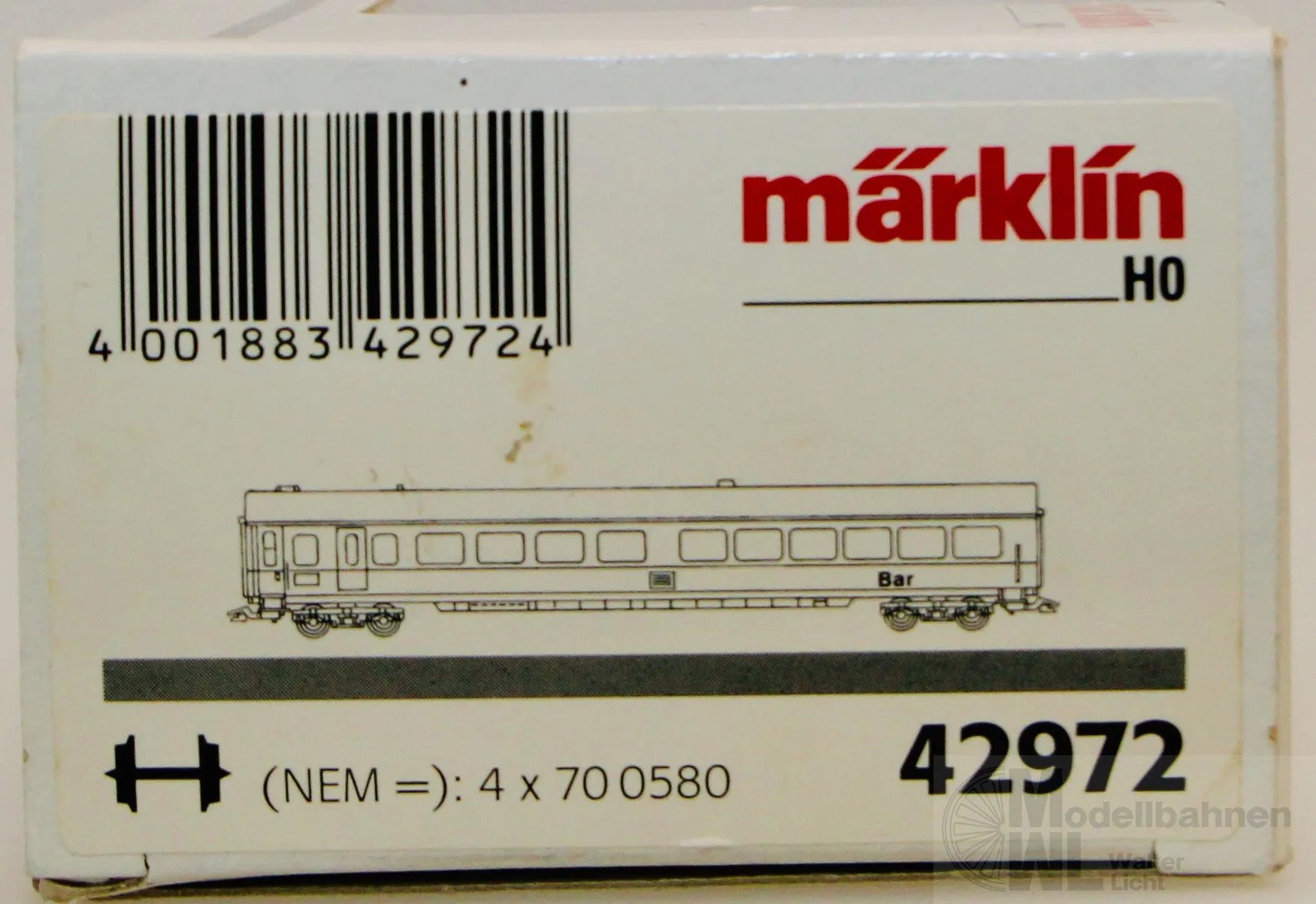 Märklin 42972 - MÄRKLIN - Schnellzugwagen DB Ep.IV Südwind Bar H0/WS