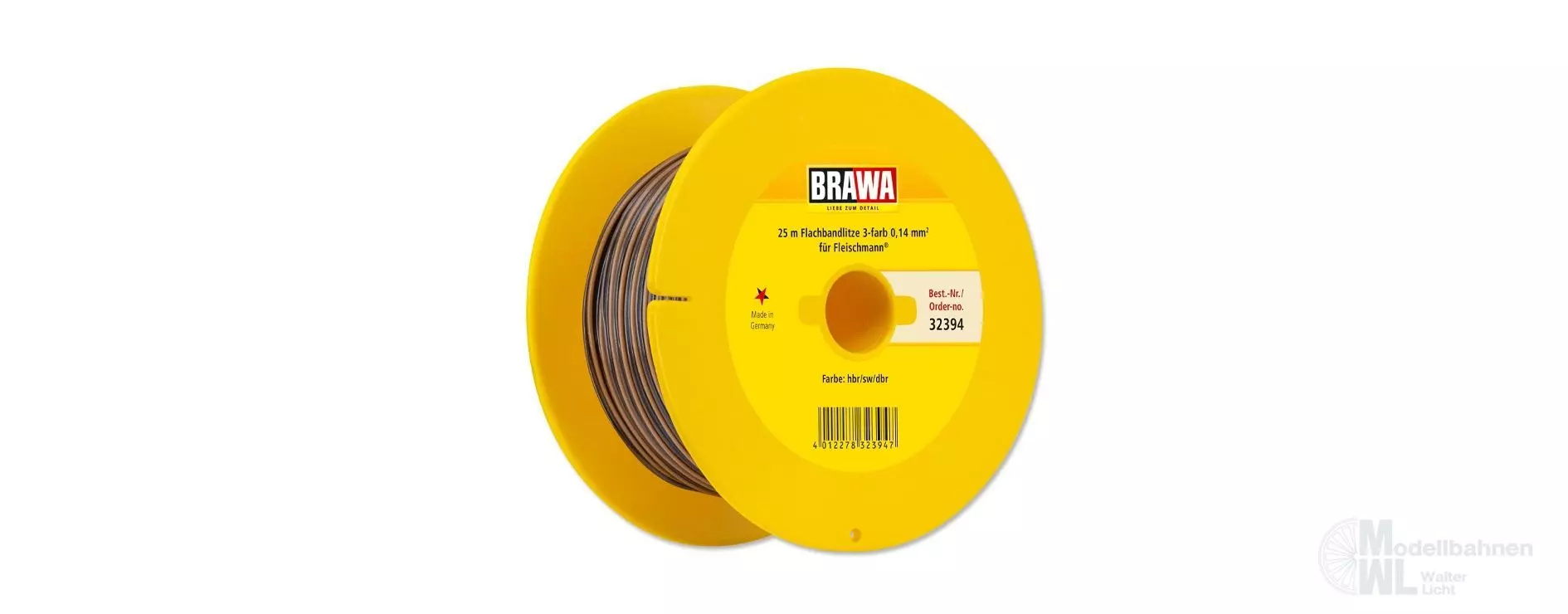 Brawa 32394 - Flachband-Litze hellbraun/schwarz/dunkelbraun 0,14 mm² 25 m Spule