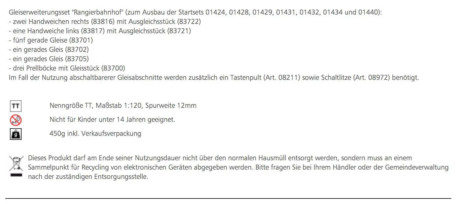 Tillig 01836 - Gleiserweiterung Rangierbahnhof TT 1:120