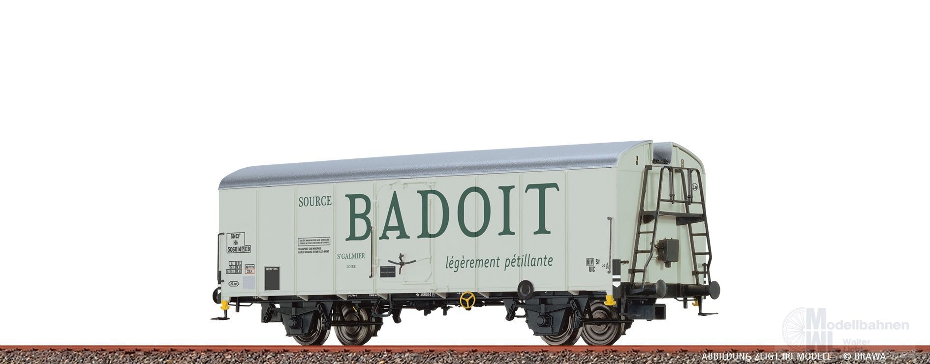 Brawa 67122 - Kühlwagen SNCF Ep.III UIS Standard 1 Evian & Badoit N 1:160 Brawa 67122 - Kühlwagen SNCF Ep.III UIS Standard 1 Evian & Badoit N 1:160