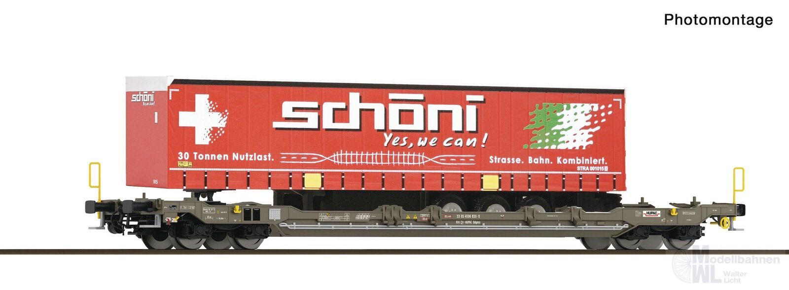Roco 6680066 - Taschenwagen T5 Hupac Ep.VI und Auflieger Schöni TT 1:120