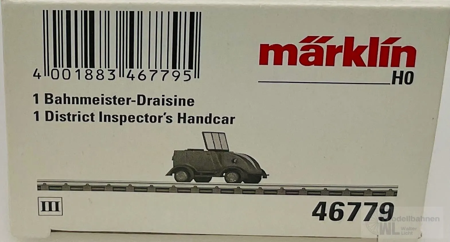 Märklin 46779 - MÄRKLIN - Schienendraisine KLV 4 Cabrio Ep.III ohne Antrieb H0/WS