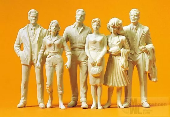 Preiser 57820 - Passanten 6 Figuren unbemalt 1:24