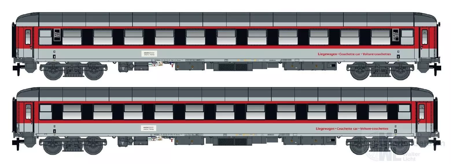 LS Models 98018N - Liegewagen Set Wagon Service Ep.VI Bvcmz + Bvcmbz 2.tlg. N 1:160