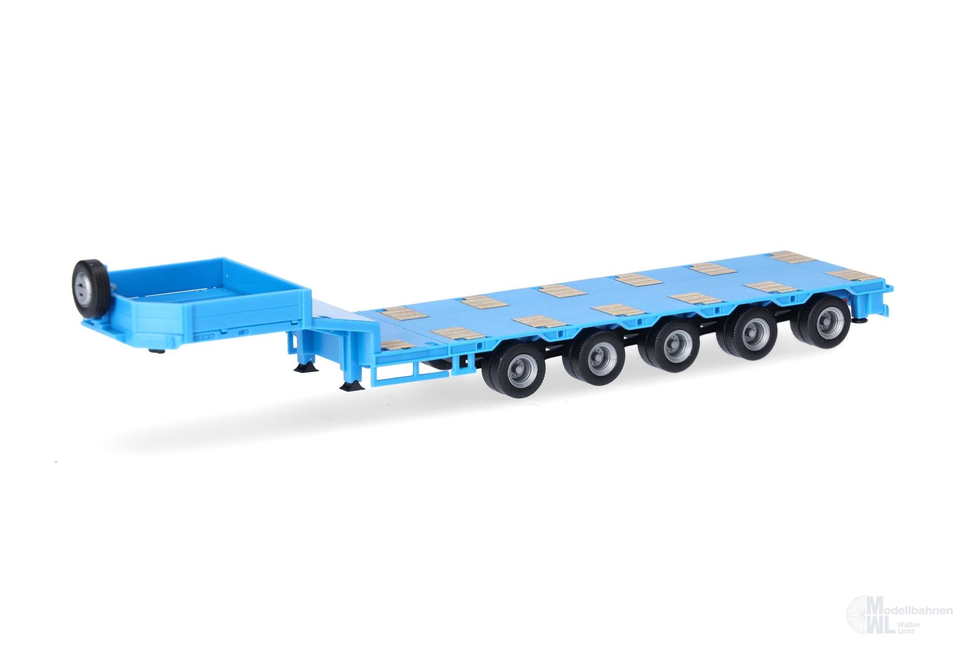 Herpa 076388-011 - Goldhofer Semitieflader 5-achs himmelblau H0 1:87