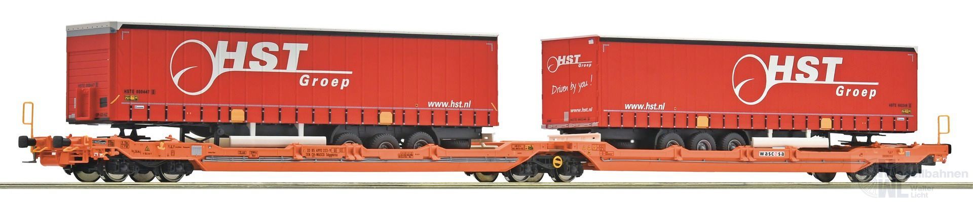 Roco 6600260 - Doppeltaschen-Gelenkwagen WASCOSA 2 Auflieger HST H0/GL