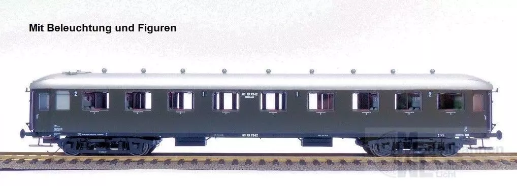 Exact Train 10042 - Personenwagen NS Ep.II 1/2.Kl. grün mit Figuren und Beleuchtung H0/GL
