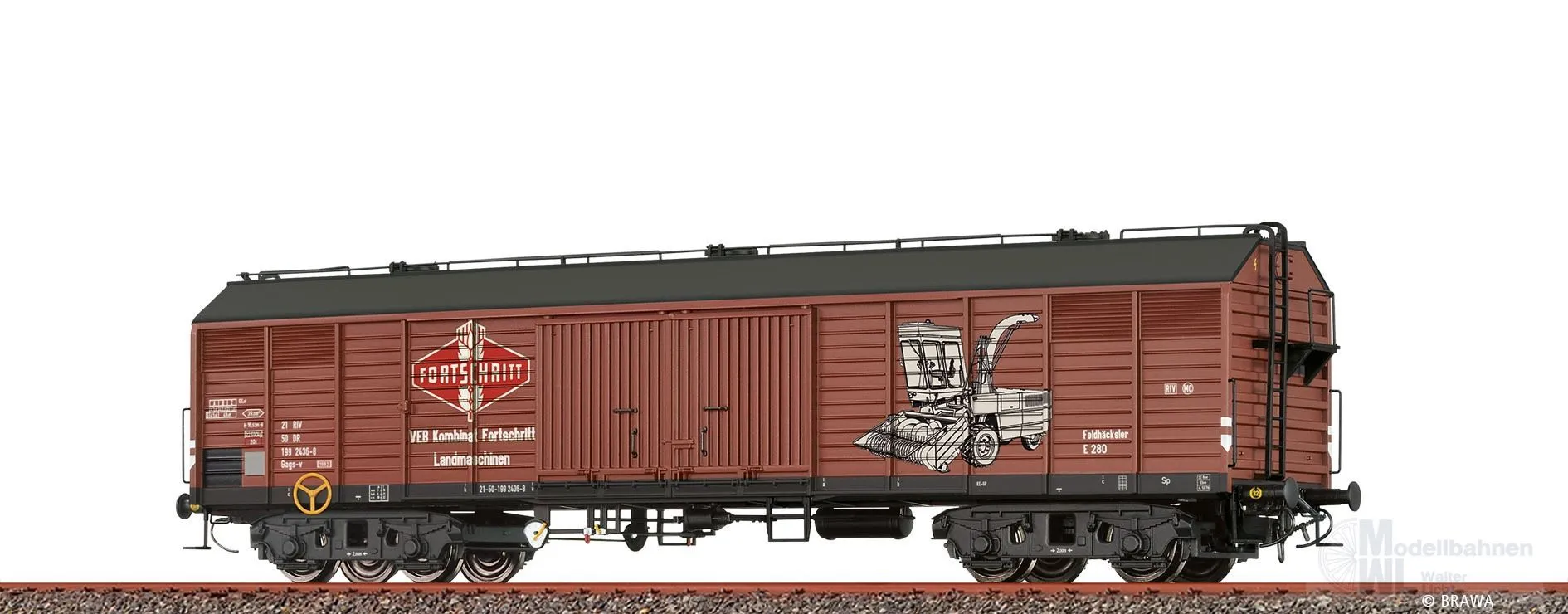Brawa 50411 - Güterwagen ged. DR Ep.IV Fortschritt H0/GL