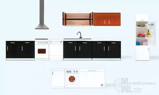 Preiser 17707 - Kücheneinrichtung. 9 Teile H0 1:87