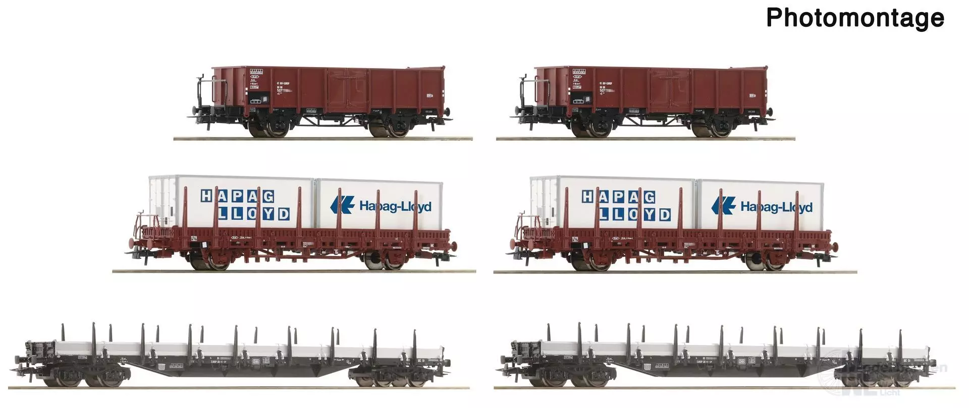 Roco 6600334 - Güterwagen Set DB Ep.IV Rangierbahnhof offene Güterwagen 6.tlg. H0/GL