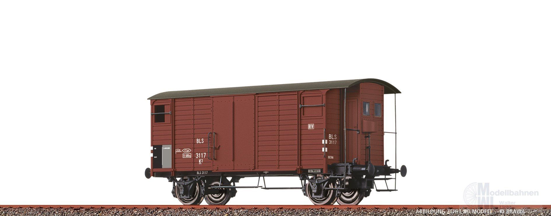 Brawa 67872 - Güterwagen gedeckt BLS Ep.III K2 N 1:160