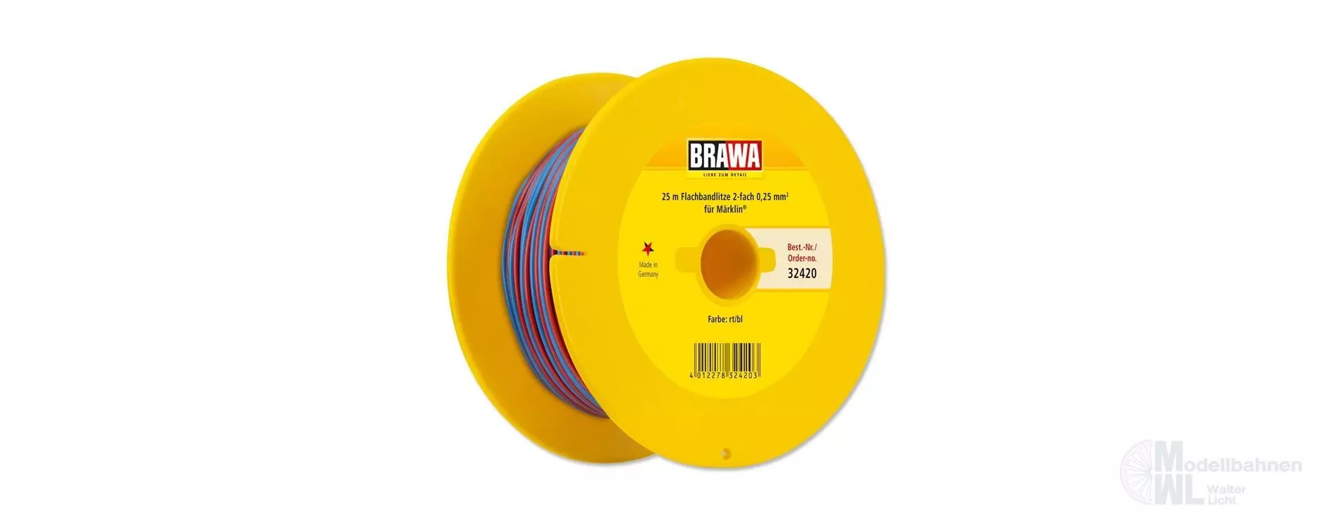 Brawa 32420 - Doppellitze blau/rot 0,25 mm² 25 m Spule
