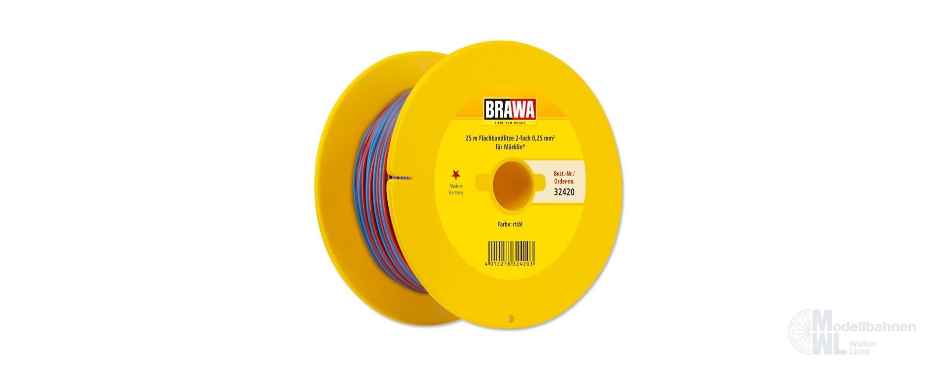 Brawa 32420 - Doppellitze blau/rot 0,25 mm² 25 m Spule Brawa 32420 - Doppellitze blau/rot 0,25 mm² 25 m Spule