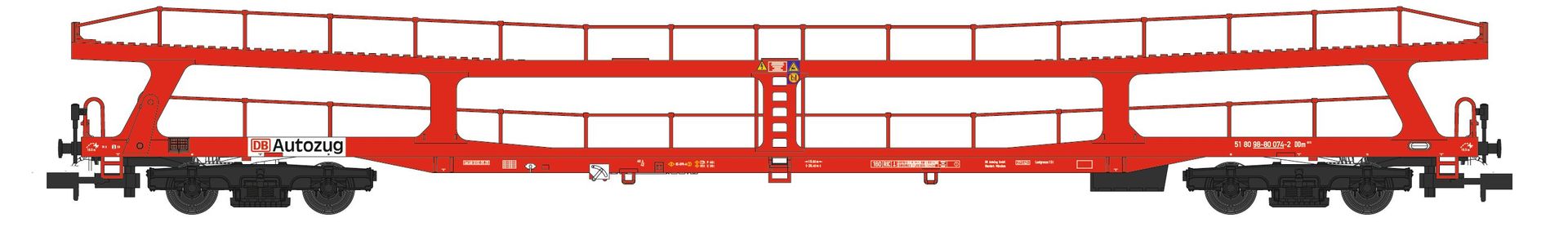 Hobbytrain 24605 - Autotransportwagen Set DB Autozug Ep.V DDm915 verkehrsrot 2.tlg. N 1:160