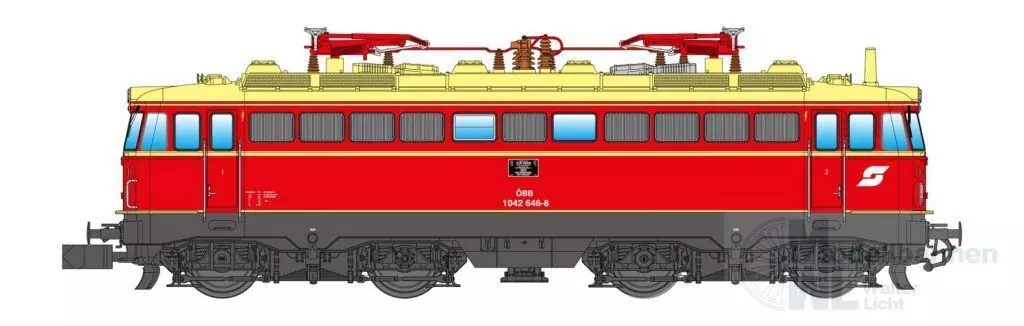 Jägerndorfer Modellbahn 60100_3 - E-Lok Rh 1042 ÖBB Ep.IV blutorange N 1:160